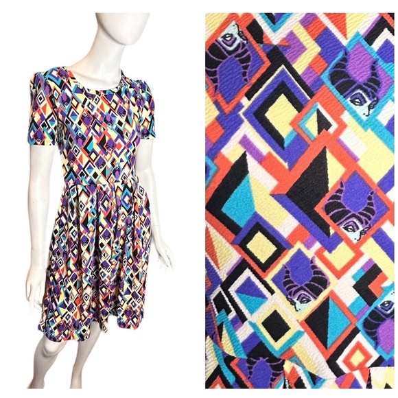 NEW LuLaRoe Disney Villain's Collection Maleficent Amelia Dress Small